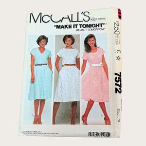 Vintage McCalls Sewing Pattern 7572 Misses Dress Size Medium Uncut